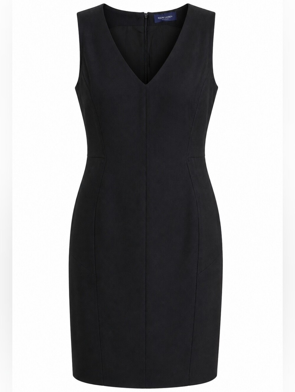 Piazza Sempione Sheath Dress Black V-Neck Tailored Seams Sz IT48 US12 Luxe LBD